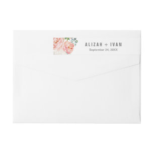 Romantic Peony Flowers Wedding Wrap Around Label