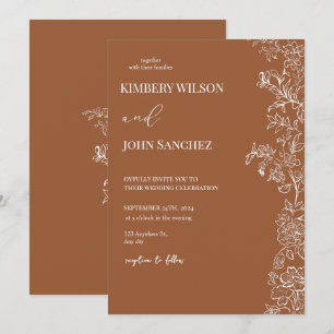 Romantic Periwinkle Floral Oran Wedding Invitation