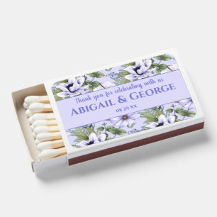 Romantic Periwinkle Florals Lavender Wedding Favor Matchboxes