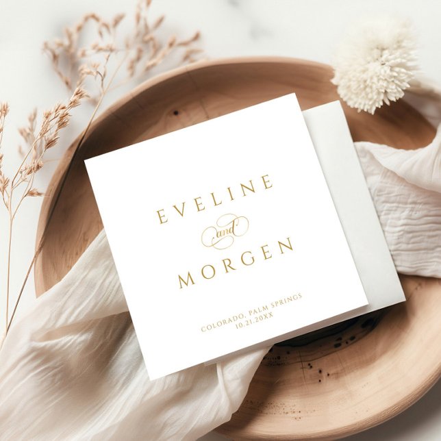 Romantic Personalizable Gold Wedding Typography Napkins (Creator Uploaded)