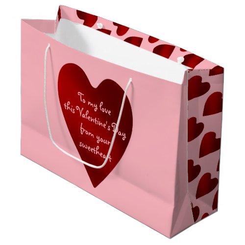 Romantic personalized heart large gift bag