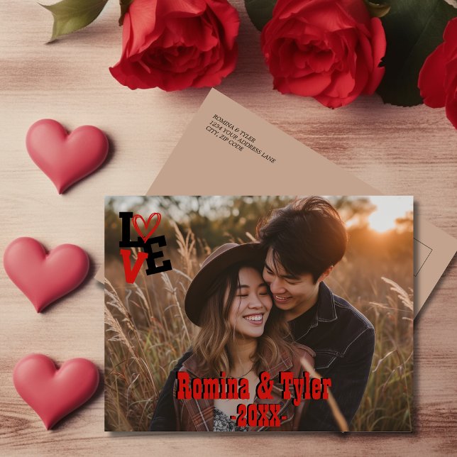 Romantic Personalized | Heart-Shaped LOVE Design  Postcard (Romantic Personalized | Heart-Shaped LOVE Design Postcard)