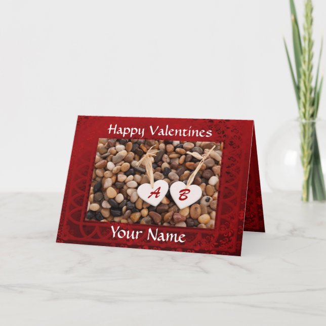 Romantic personalized hearts valentine's day holiday card (Front)