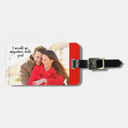 Romantic Personalized Photo Black Red Travel Luggage Tag