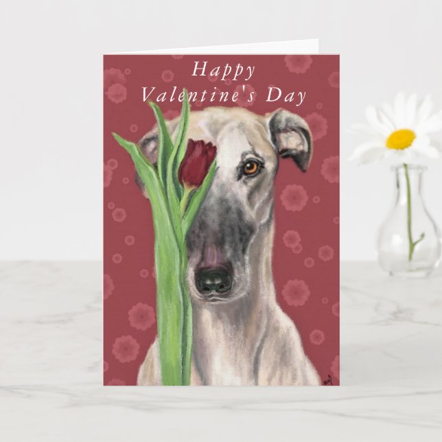 Romantic Pet Dog with Flower Valentine's Day Card (Small Plant)