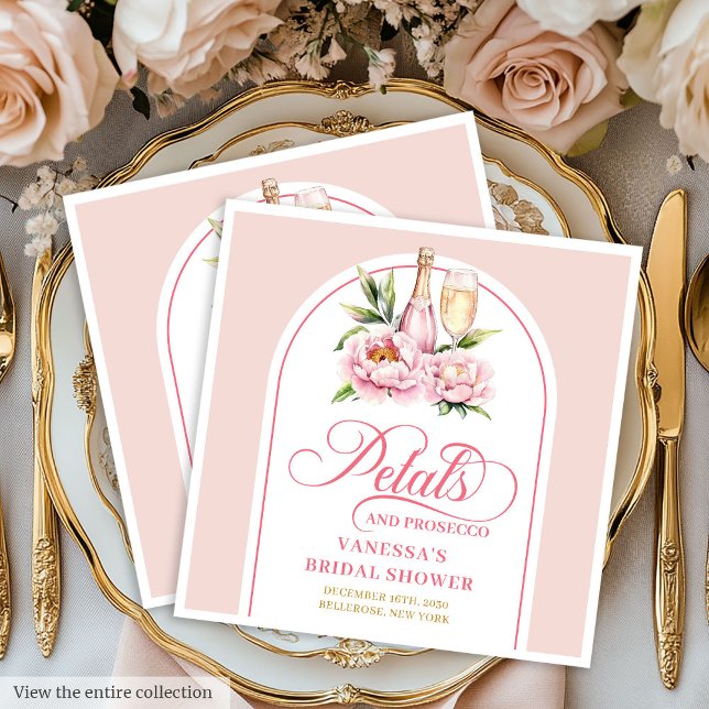 Romantic Petals and Prosecco Shower Napkins Set (Romantic Petals and Prosecco Shower Napkins Set)