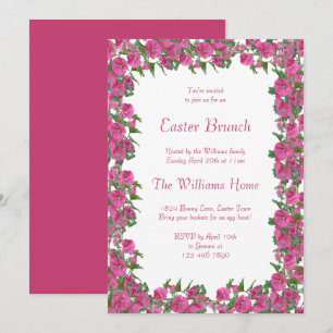 Romantic Petunias Floral Framed Easter Brunch Invitation