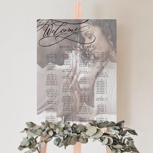 Romantic Photo Alphabetical Wedding Seating Chart Foam Board