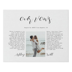 Romantic Photo Anniversary Wedding Vow Faux Canvas Print