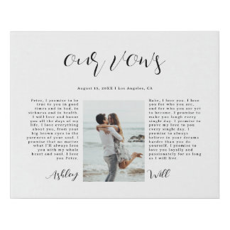 Romantic Photo Anniversary Wedding Vow Faux Canvas Print