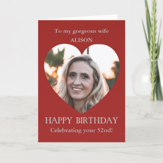 Romantic Photo Birthday Card Wife | 52nd or No Age