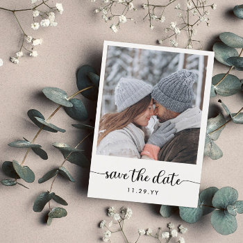 Romantic Photo Black Calligraphy Save The Date by Paperpaperpaper at Zazzle