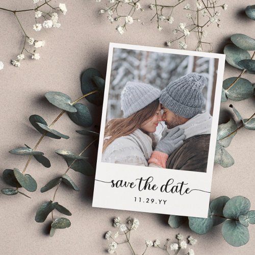 Romantic Photo Black Calligraphy Save the Date