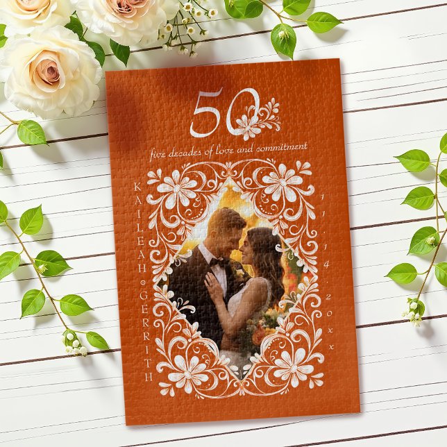 Romantic Photo Burnt Orange 50 Anniversary Puzzle (Creator Uploaded)