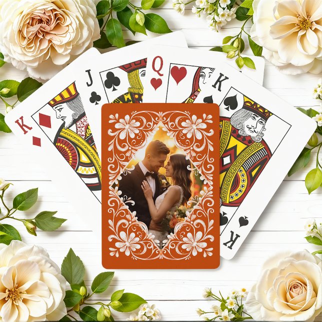 Romantic Photo Burnt Orange Playing Cards (Creator Uploaded)