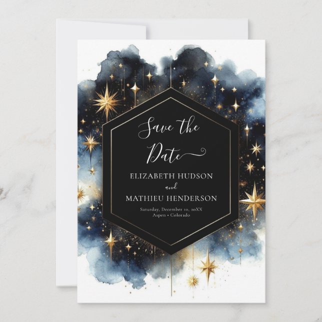 Romantic Photo Celestial Wedding Save The Date (Front)