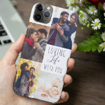 Romantic Photo Collage Loving Life with You White iPhone 11 Pro Max Case<br><div class="desc">Romantic photo Phone case for iphone 11 pro max and many other models, personalized with 4 of your favorite photos. The wording reads "loving life with you" in elegant script and playful uppercase typography. The photo template is set up ready for you to add your photos, working clockwise from top...</div>