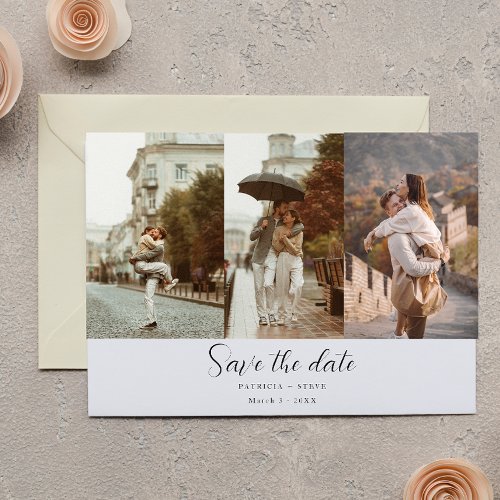 Romantic Photo Collage Wedding Save the Date Announcement Postcard