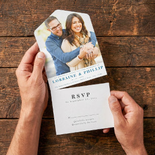 Romantic Photo Elegant RSVP Wedding All In One Invitation