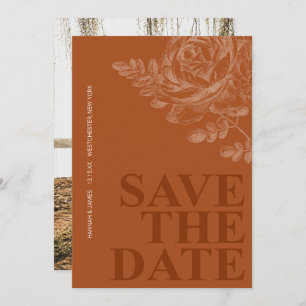 Romantic Photo Floral Terracotta Save the Date Invitation
