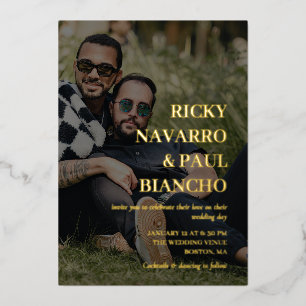 Romantic Photo & Gold Foil Fonts Wedding Invitation