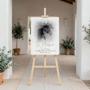 Romantic photo gradient wedding welcome sign