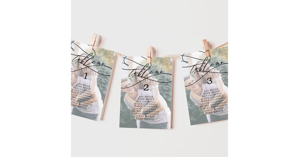 Romantic Photo Hanging Seating Chart Card Zazzle