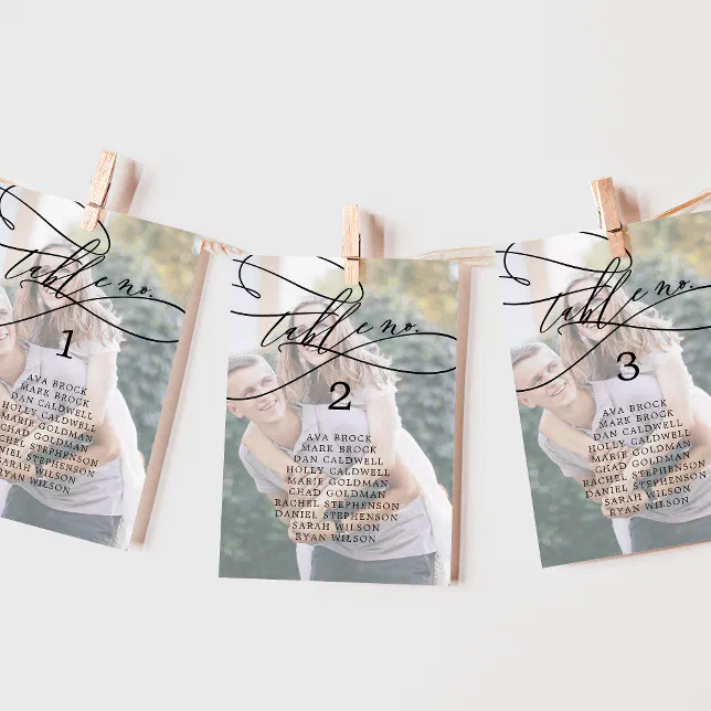 Romantic Photo Hanging Seating Chart Card Zazzle