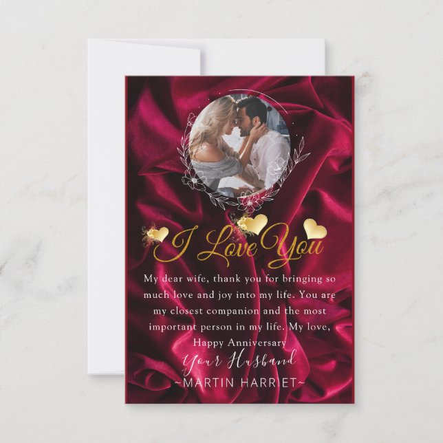 Romantic Photo I Love You Anniversary Card (Front)