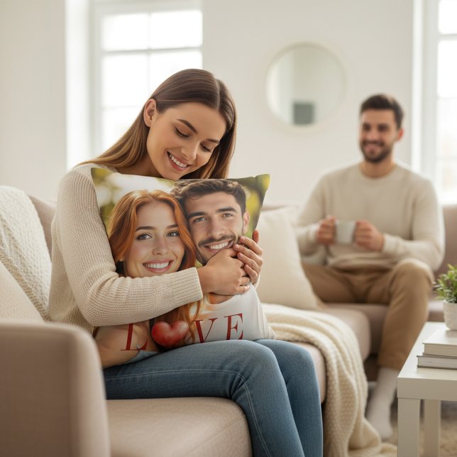 Romantic Photo Love Heart Valentine Couple Throw  Pillow (Creator Uploaded)
