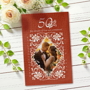 Romantic Photo Red Rust 50 Anniversary Puzzle