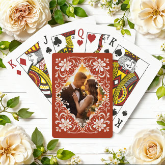 Romantic Photo Red Rust Playing Cards