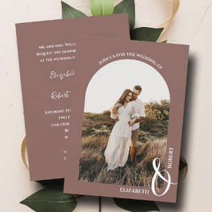Romantic Photo Rose Taupe Wedding Invitation