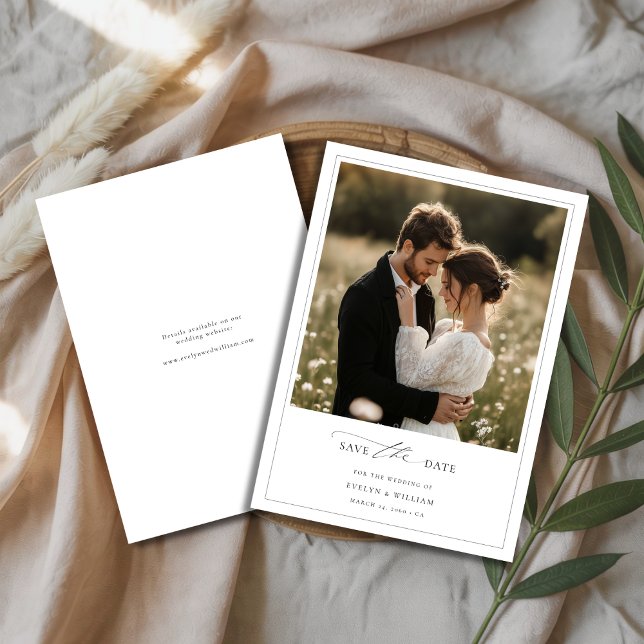 Romantic Photo Rustic Boho Border Frame Wedding Save The Date (Creator Uploaded)