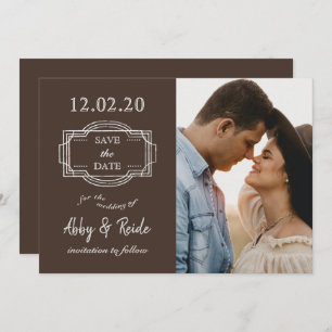 Romantic Photo Rustic Brown Save The Date