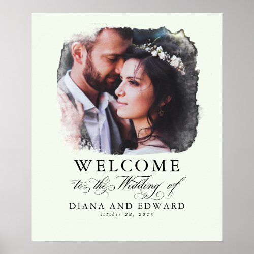 Romantic Photo Sage Wedding Welcome Sign