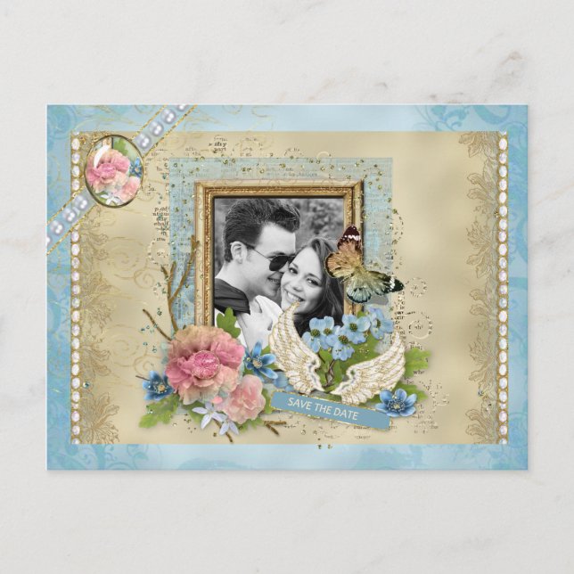 Romantic Photo Save the Date Announcement Postcard (Front)