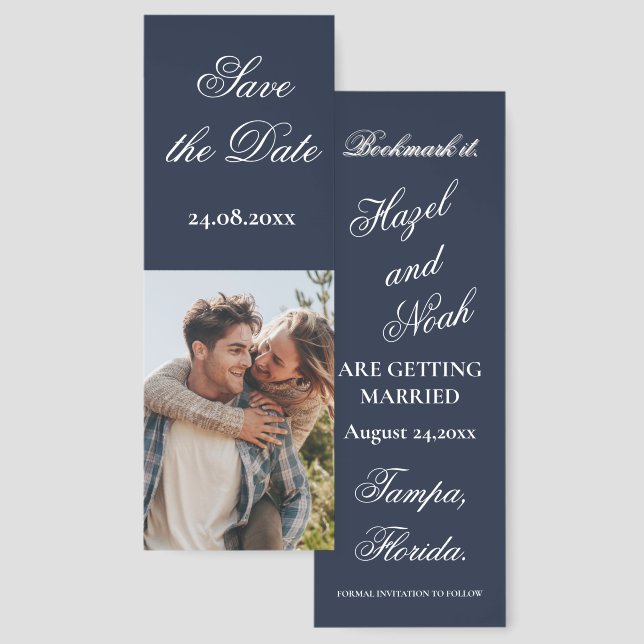 Romantic Photo Save the Date Bookmarks (Front & Back)