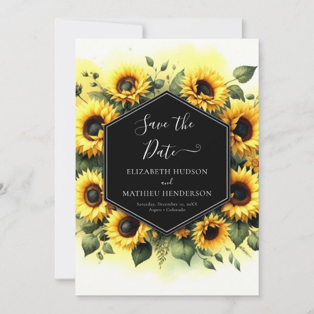 Romantic Photo Sunflower Wedding Save The Date (Front)