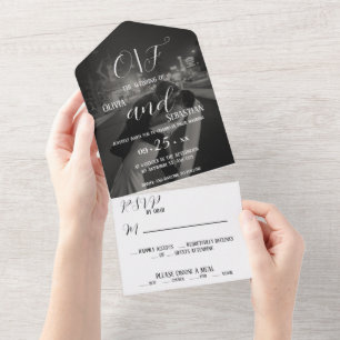 Romantic Photo Wedding All In One Invitation