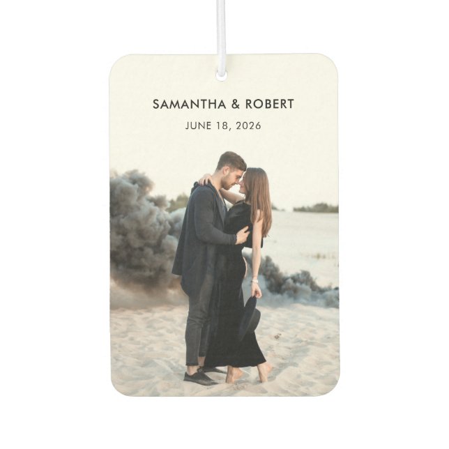 Romantic Photo Wedding Anniversary Save the Date Air Freshener (Front)