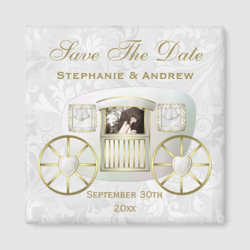 Romantic Photo Wedding Carriage Save the Date Magnet