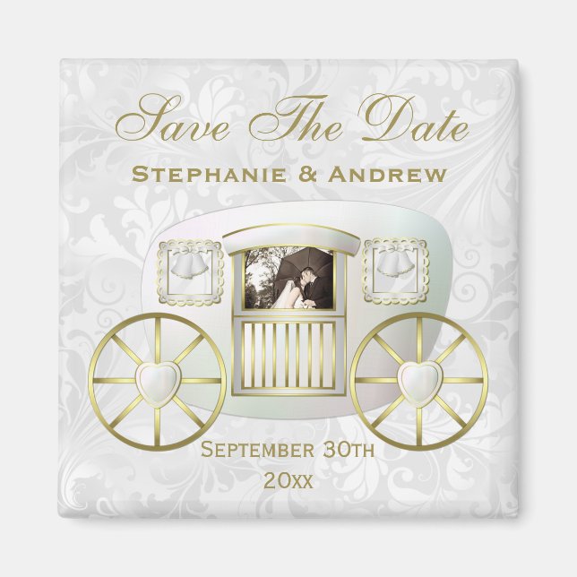 Romantic Photo Wedding Carriage Save the Date Magnet (Front)