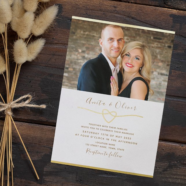 Romantic Photo Wedding Gold Foil Invitation (Creator Uploaded)