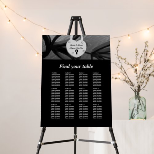 Romantic photo wedding seating chart foam board