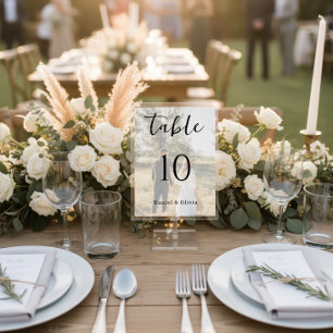 Romantic Photo Wedding Table Number Card Pedestal Sign
