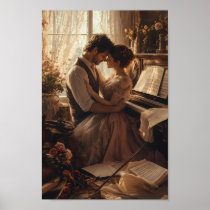 Romantic Piano Reverie Lovers Wall Poster