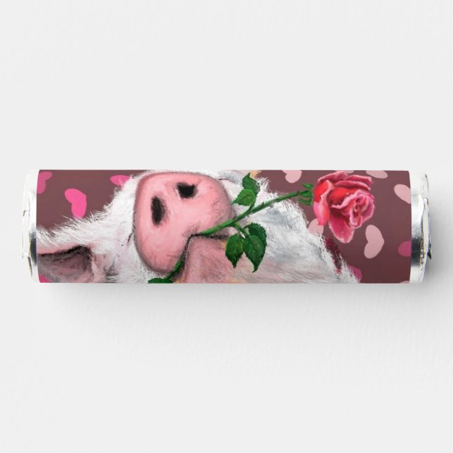 Romantic Pig I Love You Text Funny Breath Savers® Mints (Front)