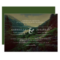 Romantic Pines, Mountains & Lake | Modern Wedding Card