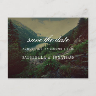 Romantic Pines, Mountains & Lake Save The Date Announcement Postcard